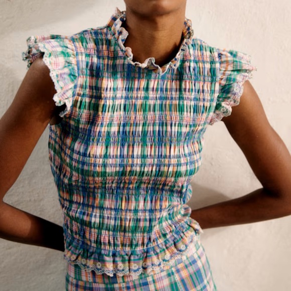 Sezane LIORANE BLOUSE in CAREO PRINT Multicolor Ruffled Women's Top